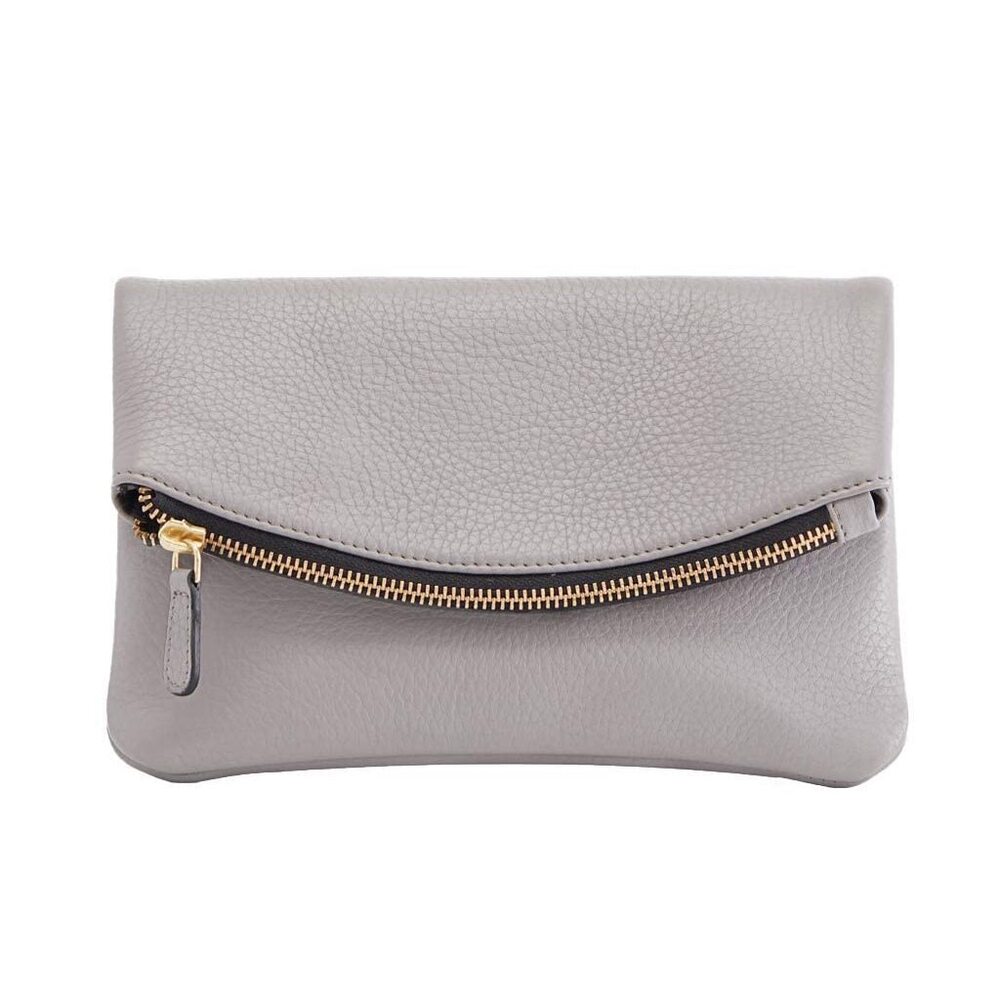5102 Grey Flap Clutch with Bronze Chain & Leather Strap - Picture 1 of 4